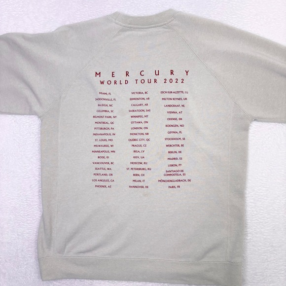 Imagine Dragons Mercury World Tour 2022 Crewneck Sweatshirt Medium Beige Stains - Picture 6 of 12